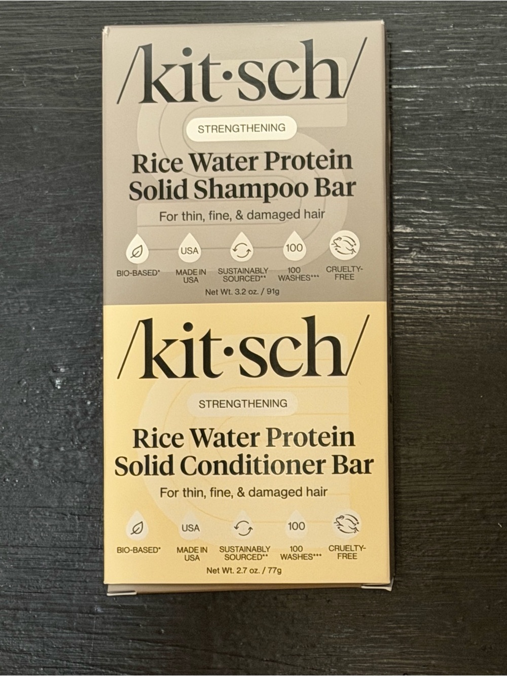 Kitsch rice, water, protein solid shampoo, and conditioner bar set
